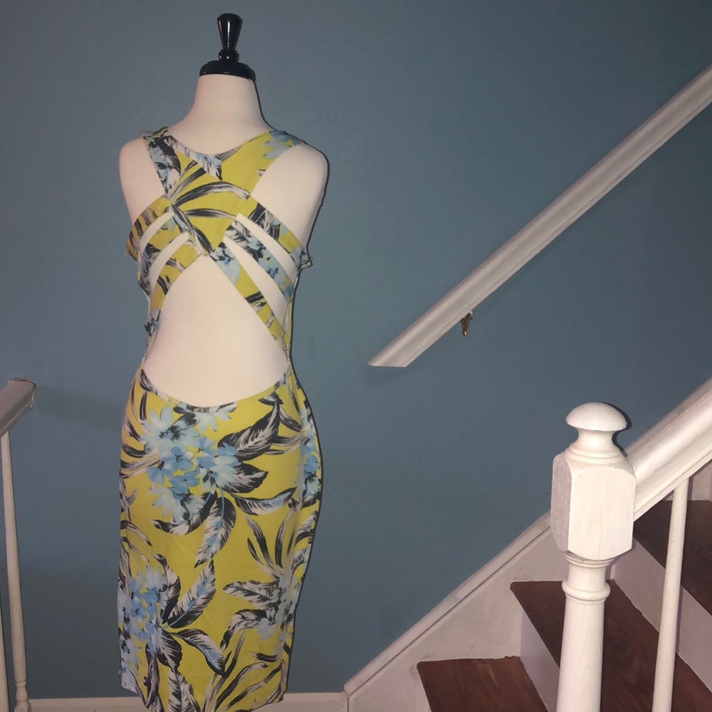 Missguided Floral Cut Out Midi Dress